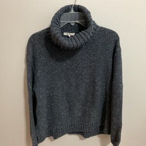 Women’s Madewell Blue Flecked Cotton/Wool Blend Turtleneck Sweater, XL